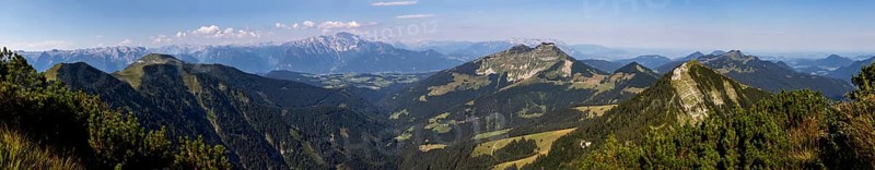 Panoramic view, mountain landscape, view from the summit of Gruberhorn to Regenspitz and Schmittenstein, Osterhorngruppe, Salzkammergut, province Salzburg, Austria, Europe