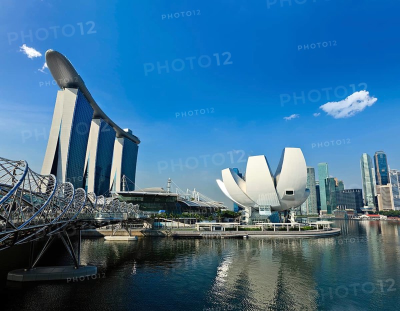 Travel Singapore background, Singapore skyline Marina Bay daytime