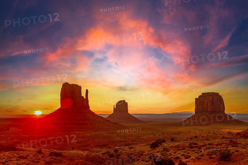 Monument Valley National Park at the Visitor Center at Orange Sunrise, Utah. United States