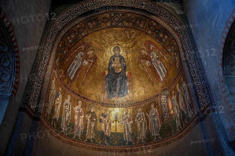 Ceiling mosaic over the left altar of the Cathedral of San Giusto, Trieste, Friuli Venezia Giulia Region, Italy, Europe