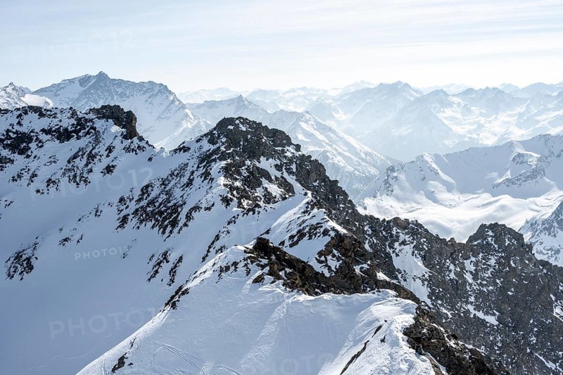 Peaks and mountains in winter, Sellraintal, Stubai Alps, Kühtai, Tyrol, Austria, Europe