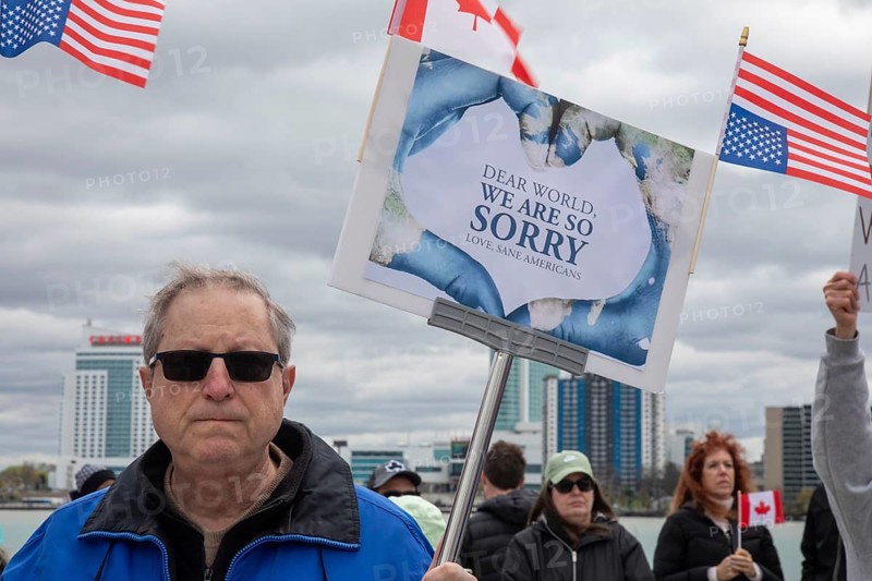 Detroit, Michigan USA - 26 April 2025 - A 'Bridging Our Friendship' rally on the banks of the Detroit River pushes back at the anti-Canada attitude of the Trump Administration. A similar rally took place acress the river in Windsor, Ontario, and at other border crossings in Michigan and Ontario