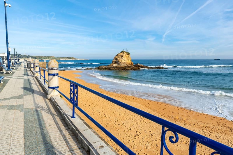 Playa Camello in Santander without people on a spring afternoon, Cantabria, Spain. Next to the promenade