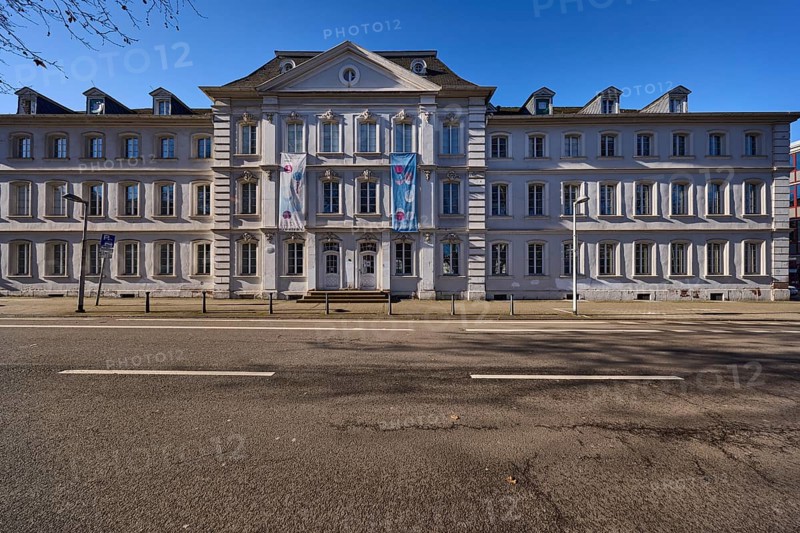 Comeniushaus, architect Friedrich Joachim Stengel, Baroque architectural style, Hochschule der Bildenden Künste Saar, historical building, street, blue sky, cloudless, Keplerstrasse, Saarbrücken, state capital, regional association Saarbrücken, Saarland, Germany, Europe