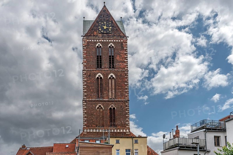 Remaining tower of St Mary's Church, built from 1260-70, St Mary's Churchyard, Wismar, Mecklenburg-Western Pomerania, Germany, Europe