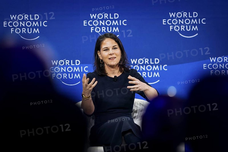 Annalena Bärbock (Alliance 90/The Greens), Federal Foreign Minister, photographed during a panel discussion on Securing an Insecure World at the World Economic Forum in Davos, 16 January 2024. Photographed on behalf of the Federal Foreign Office