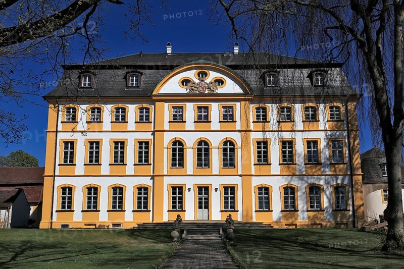 The Jägersburg, former Schönborn hunting lodge, a baroque hunting lodge of the Bamberg prince-bishops near Eggolsheim, district of Forchheim, Upper Franconia, Bavaria, Germany, Europe