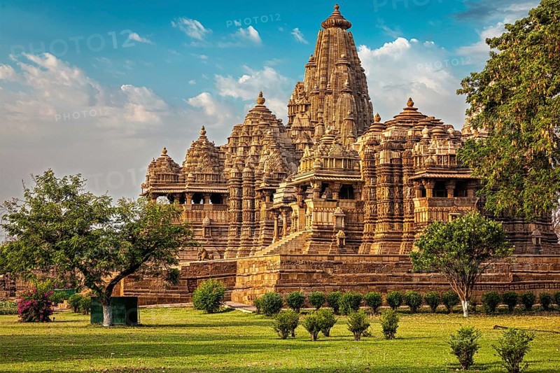 Famous indian Madhya Pradesh tourist landmark, Kandariya Mahadev Temple, Khajuraho, India. Unesco World Heritage Site