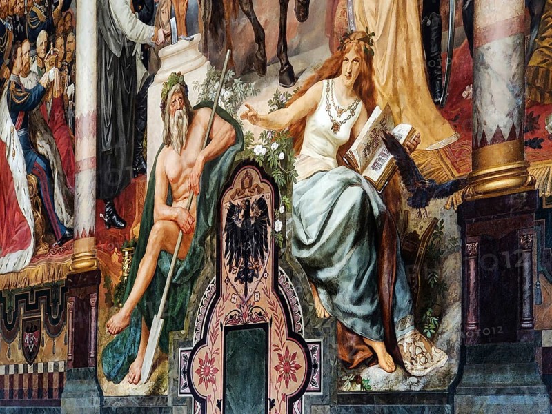 Triptych with the Apotheosis of the Founding of the Empire by Hermann Wislicenus, detail of the mural, Kaisersaal Goslar, Lower Saxony, Germany, Europe