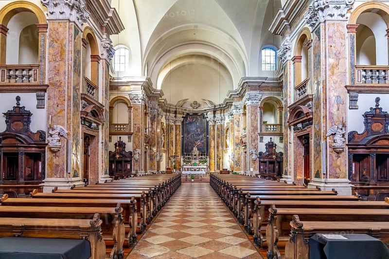 Interior of the church Chiesa di San Francesco Saverio in Trento, Trentino, Italy, Europe
