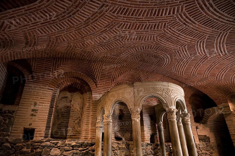 Interior view of the crypt ceiling, remains of the Roman baths, Hagios Demetrios church, also known as Agios Dimtrios or Demetrios basilica, Thessaloniki, Macedonia, Greece, Europe