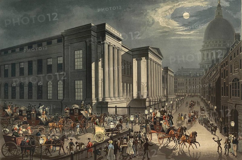 Carriage station, The Royal Post Office, from the General Post Office, London. Date, 1830, England, Historical, digitally restored reproduction from a 19th century original, Record date not stated