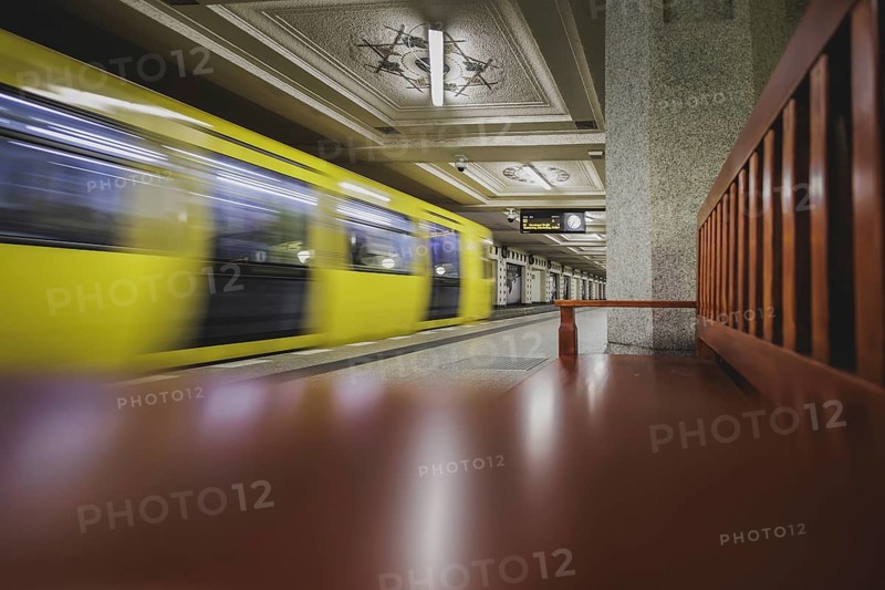The underground line 3 runs at Rüdesheimer Platz in Wilmersdorf in Berlin, 27 February 2024. Berliner Verkehrsbetriebe (BVG) have announced strikes for Thursday and Friday