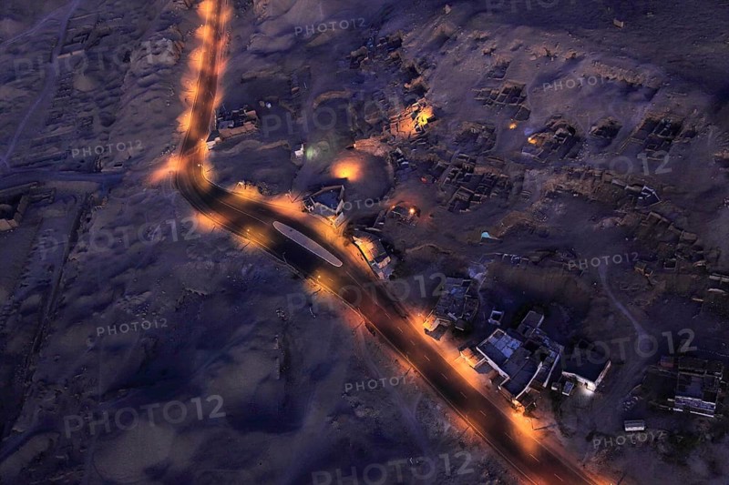 Illuminated street in Luxor and Thebes, Africa, Upper Egypt, Egypt, Africa