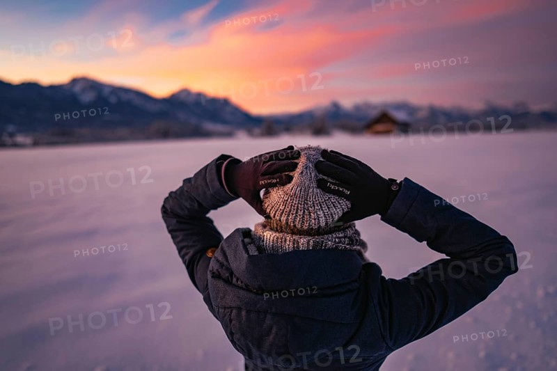 Winter landscape in the Allgäu near Halblech at sunrise