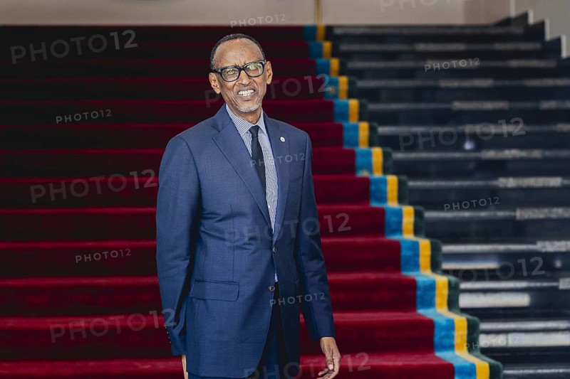 Paul Kagame, President of Rwanda, pictured during a joint meeting with Annalena Bärbock (not pictured), Federal Foreign Minister, in Kigali, 18 December 2023