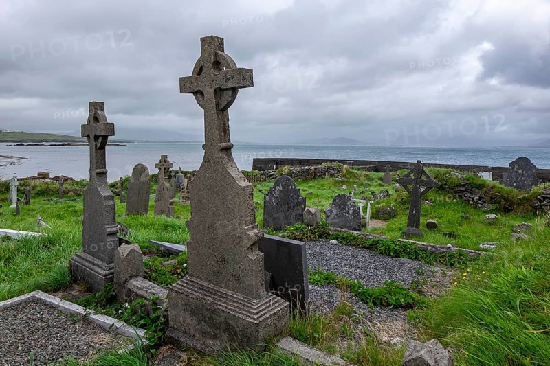 Cemetery at Ballinskelligs Abbey, County Kerry, Ireland, Europe
