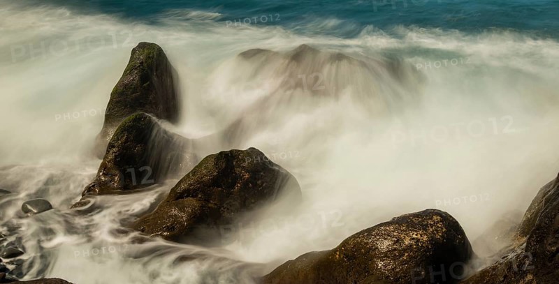 Surf, lava rocks, west coast, Adeje, Tenerife, Canary Islands, Spain, Europe