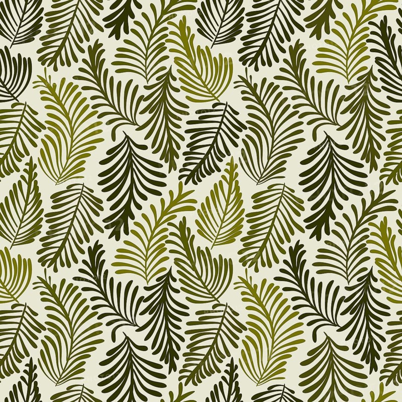 Stylized fern leaves seamless pattern, vector template