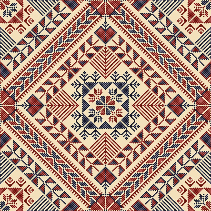 Embroidery Tatreez pattern, Palestinian fashion vector ornament