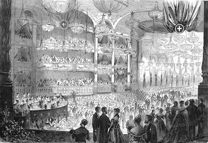 Opera Ball, organised by the International Relief Society for the Wounded, 1865, Paris, France, Historic, digitally restored reproduction of a 19th century original, exact original date unknown, Europe
