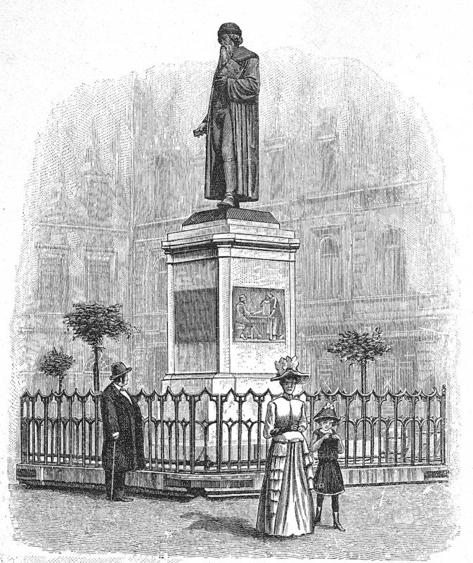 The Gutenberg monument in Mainz in 1890, Rhineland-Palatinate, Germany, digital reproduction of an original from the 19th century, historical, Europe
