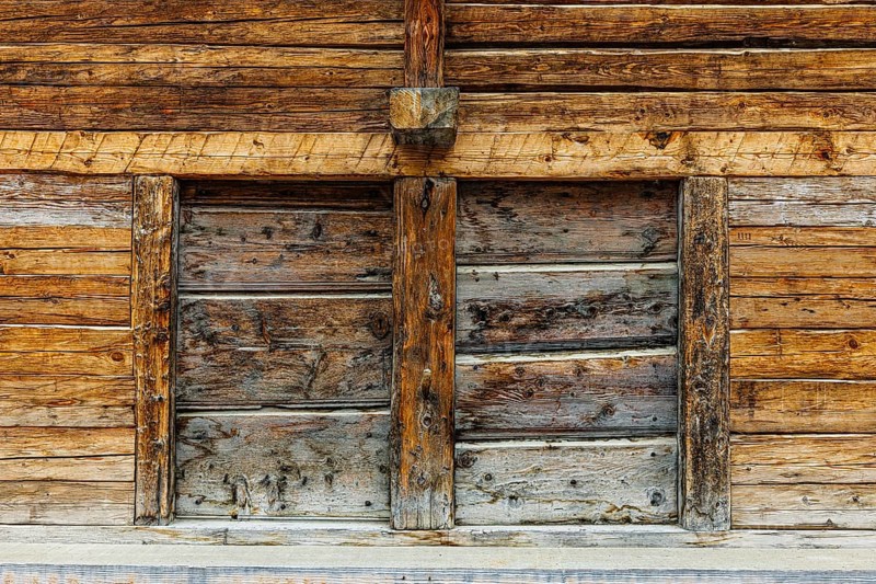 Old loading door on a hay barn, Chandolin, Val d'Anniviers, Valais Alps, Canton Valais, Switzerland, Europe
