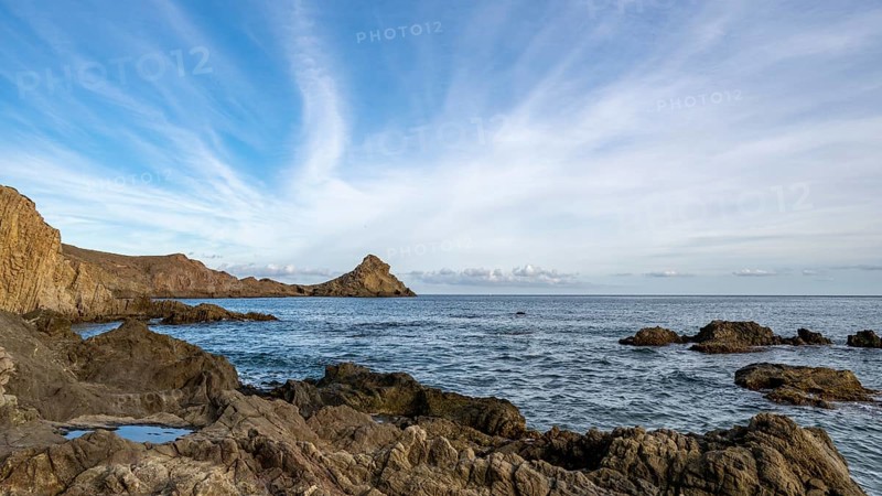 Rocky coast, Cabo de Gata-Nijar Natural Park, Almeria, Andalusia, Spain, Europe