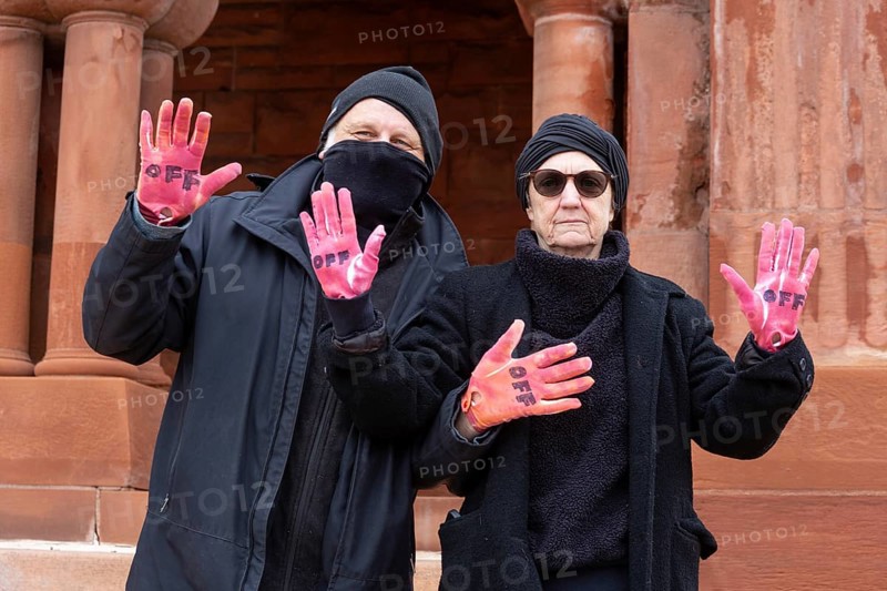 Detroit, Michigan USA - 5 April 2025 - A 'Hands Off' demonstration protests the Trump Administration's cuts to government programs. It was one of hundreds of coordinated protests across the United States