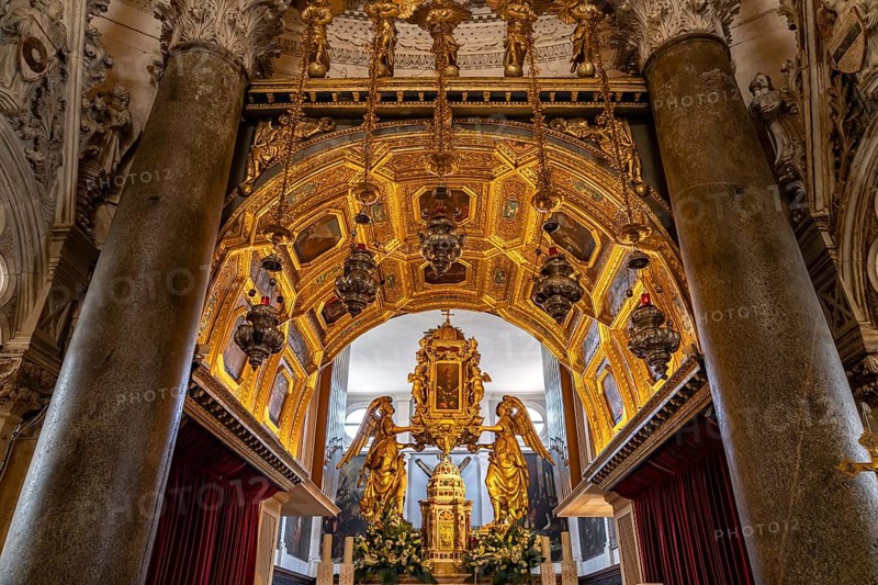 Main altar in the interior of the Cathedral of St Domnius in Split, Croatia, Europe