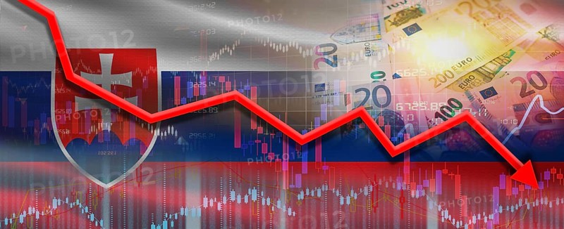 Slovakia financial crisis on economic graph. Financial fall of Slovakia on economy market