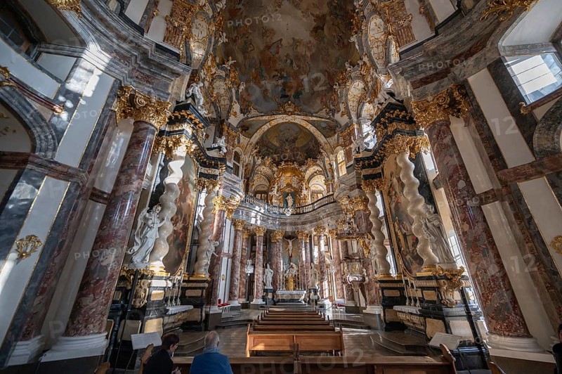 Interior of the Court Church of the Würzburg Residence, consecrated in 1743, Würzburg, Lower Franconia, Bavaria, Germany, Europe
