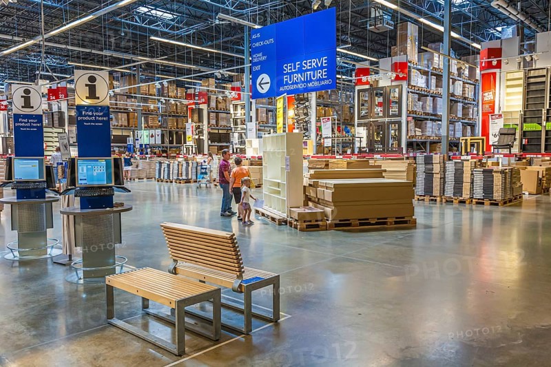 Customers inside warehouse area of IKEA home store