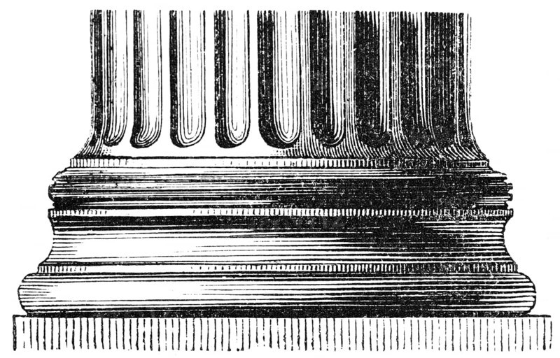Base of an Attic column from the Erechtheion in Athens, Greeks in antiquity, historical illustration ca. 1890