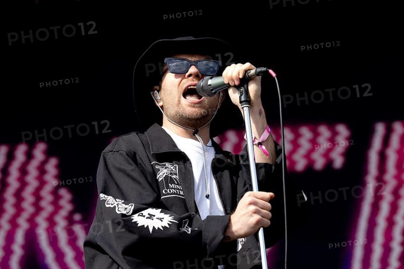 Adenau, Germany, 7 June 2024: Enter Shikari (Roughton Rou Reynolds, singer) play at Rock am Ring. The festival takes place at the Nürburgring race track near the town of Adenau from 7 to 9 June 2024, Europe
