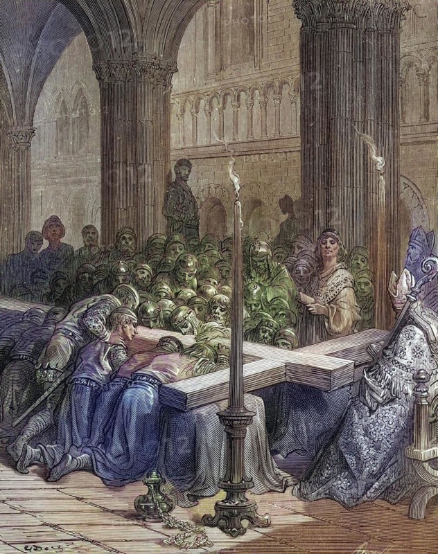 The Discovery of the True Cross, Historical, digitally restored reproduction from a 19th century original, Record date not stated