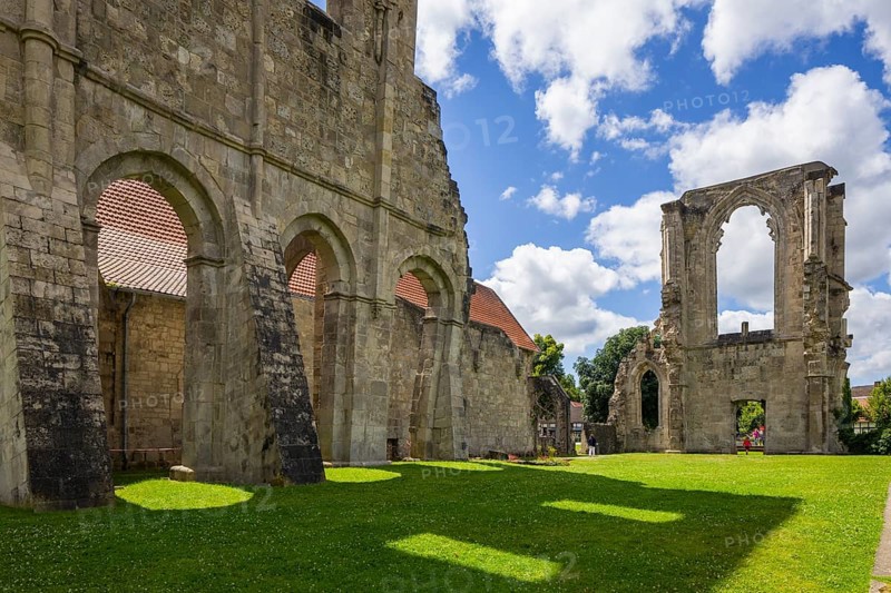 Walkenried Abbey is a former Cistercian abbey in Walkenried, situated on the southern edge of the Harz Mountains near the border triangle of Lower Saxony, Saxony-Anhalt and Thuringia. The building complex includes the ruins of the abbey church and the largely preserved Gothic cloister building. This was converted into the Walkenried Monastery Cistercian Museum in 2006. Since 2010, the monastery complex has been a UNESCO World Heritage Site as part of the Rammelsberg Mine, Goslar Old Town and Upper Harz Water Management Site, Walkenried Monastery, Walkenried, Lower Saxony, Germany, Europe