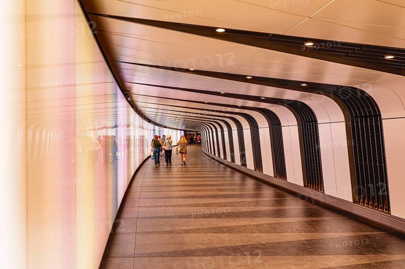 Pedestrian tunnel at St Pancras station, Camden, London, England, United Kingdom, London, South of England, United Kingdom, Europe