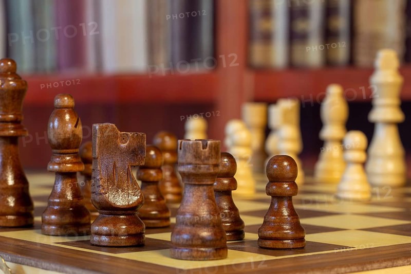Close-up of a chess set