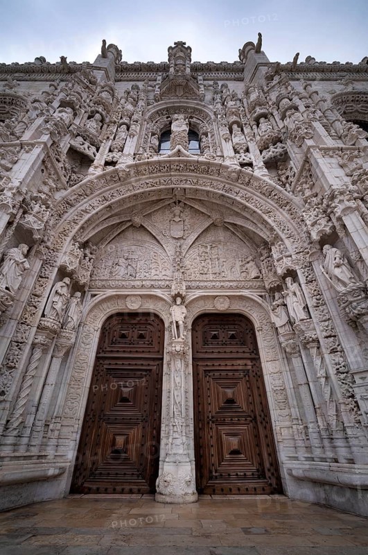 South portal, tympanum, Hieronymite monastery Mosteiro dos Jerónimos, also known as Mosteiro de Belém, Belém, Lisbon, Portugal, Europe