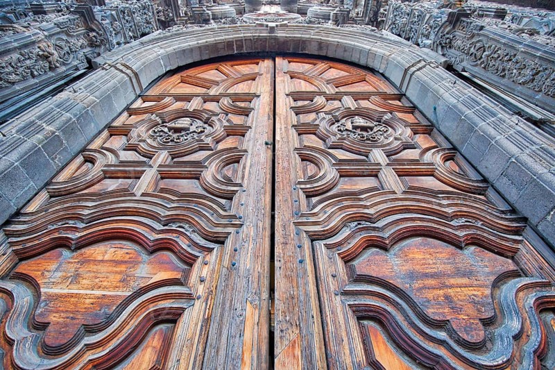 Scenic old churches in Zocalo, Mexico City