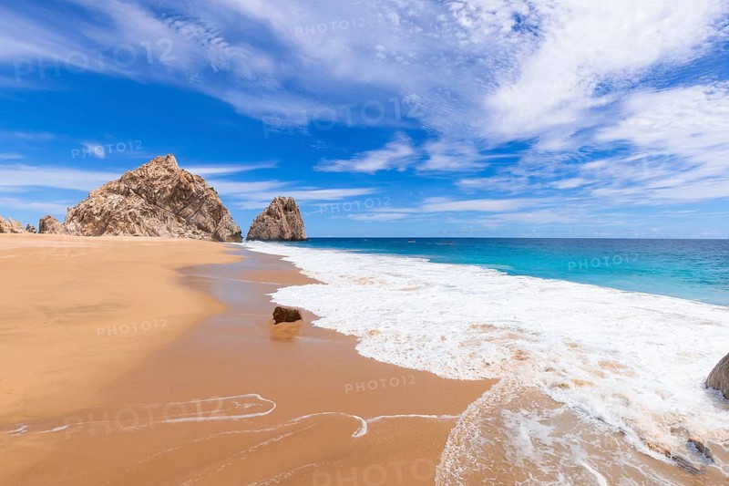 Mexico, Los Cabos travel destination Playa Divorcio and Playa Amantes near Arch of Cabo San Lucas, Central America