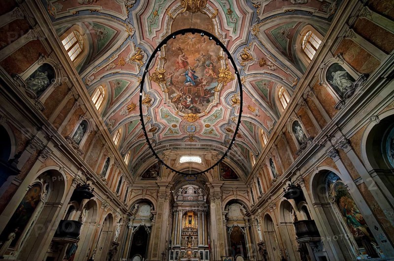 Interior view, nave, ceiling painting, ceiling, perspective painting, chancel, Loreto Church, Igreja do Loreto, Lisbon, Portugal, Europe