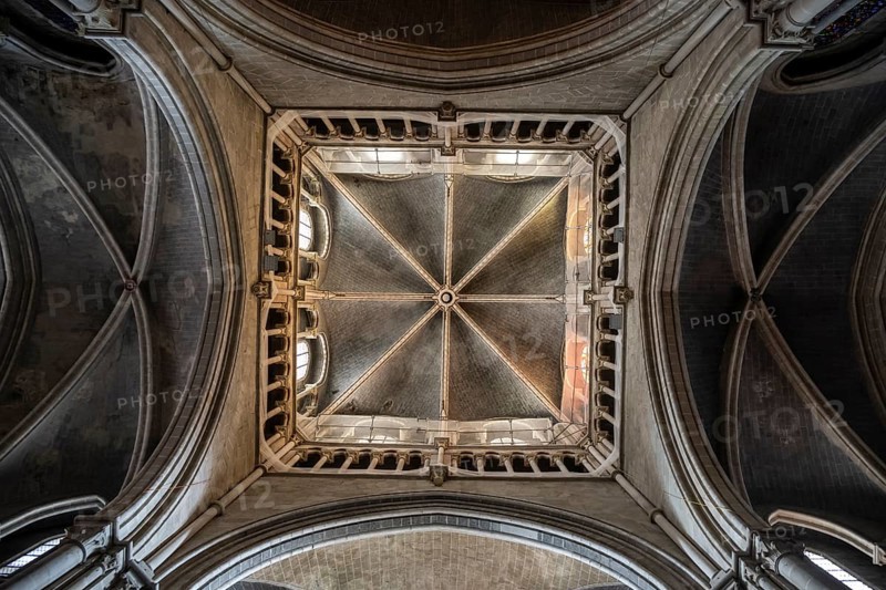 Ceiling, Notre-Dame Cathedral, former episcopal church of the diocese of Lausanne, today the main reformed church of the city of Lausanne, canton of Vaud, Switzerland, Europe
