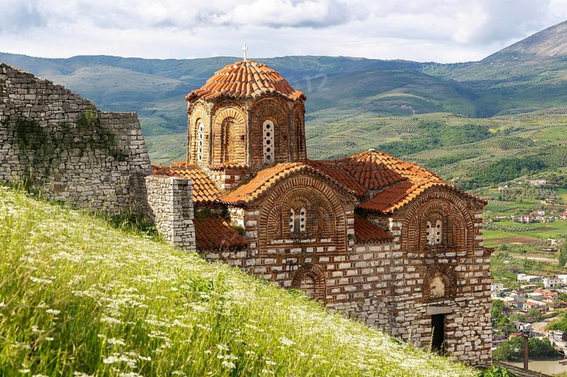 Byzantine architecture of Holy Trinity church, Citadel of Berat Castle, UNESCO World Heritage Site, Berat, Albania, Europe