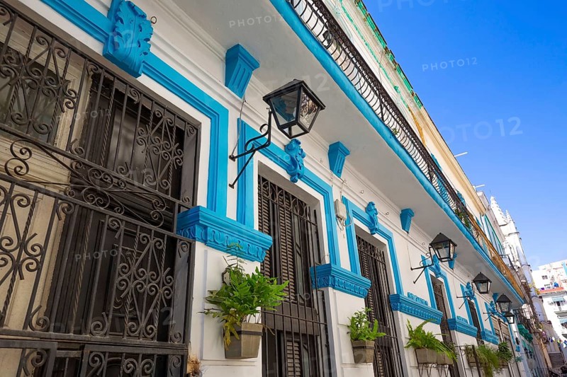 Scenic colorful Old Havana streets in historic city center (Havana Vieja) near Paseo El Prado and Capitolio