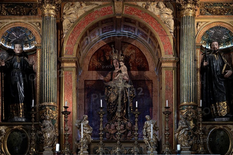 Interior view, statue of Mother Mary with baby Jesus, Igreja de São Roque church, Lisbon, Portugal, Europe