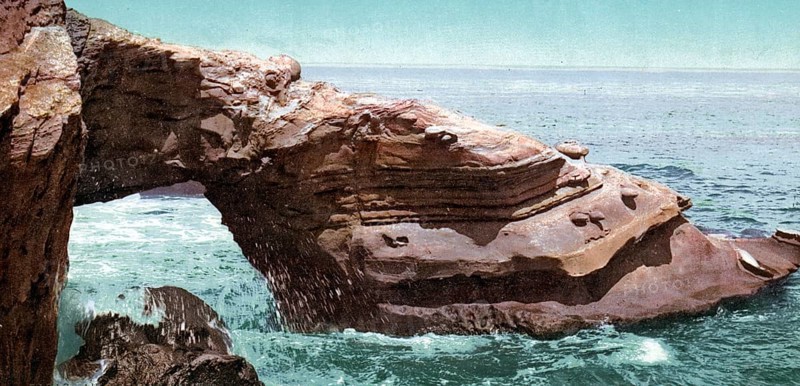 Alligator Head, La Jolla, San Diego, California, USA, Historic, digitally restored reproduction from a 19th century original, Record date not stated, North America