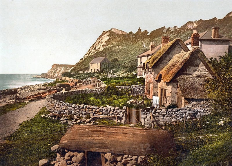Küste in der Nähe von Shanklin, Isle of Wight, England / Seashore near Shanklin, England, Historic, digitally restored reproduction from a 19th century original, 1880, Record date not stated