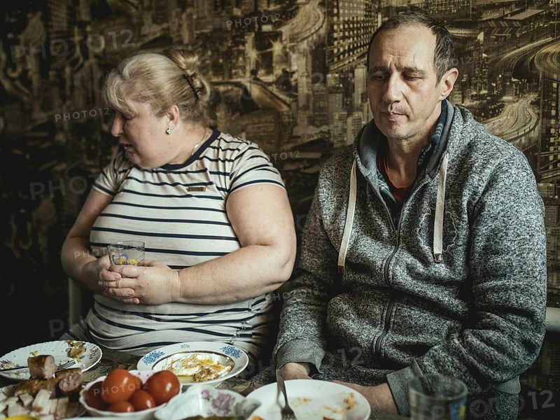 Ira and Mischa. Their house is now home to 13 people, their own family and refugees they have taken in, Voloska Balakliia, 2024, Ukraine, Europe